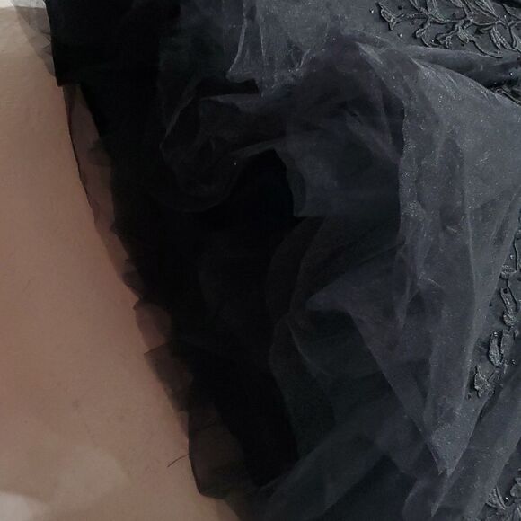 Sherri Hill Black Embroidered Prom Mini Dress Size 10 - Picture 6 of 17